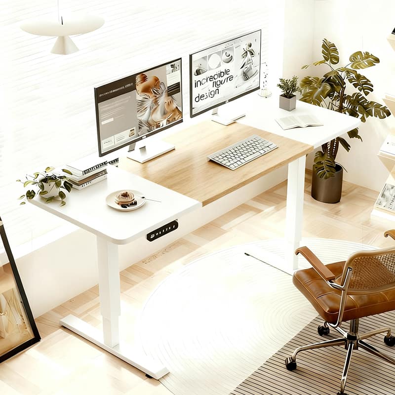 Z-Edge - 55"x24" Height Adjustable Electric Standing Desk, Stand Up office Desk, Home Office Computer Desk with 4 Memory Presets - White+Oak