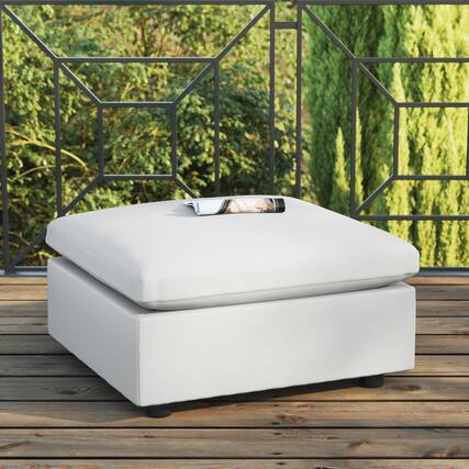 Front. Modway - Commix Overstuffed Outdoor Patio Ottoman by Modway - White.