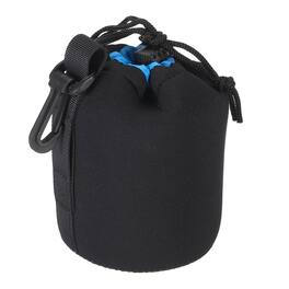 Unique Bargains - Camera Lens Bag, 3.3"x5.5" Drawstring Pouch with Thick Neoprene for DSLR Lens, Water Coffee Cups - Black Blue