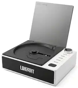 LOKMAT - CD201 Portable CD Player with Bluetooth 5.1, Stereo Speakers with Bass Boost, AM/FM Radio, USB, AUX, Optical Output - White
