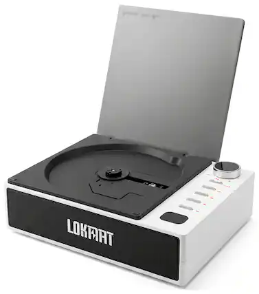 Front. LOKMAT - CD201 Portable CD Player with Bluetooth 5.1, Stereo Speakers with Bass Boost, AM/FM Radio, USB, AUX, Optical Output - White.