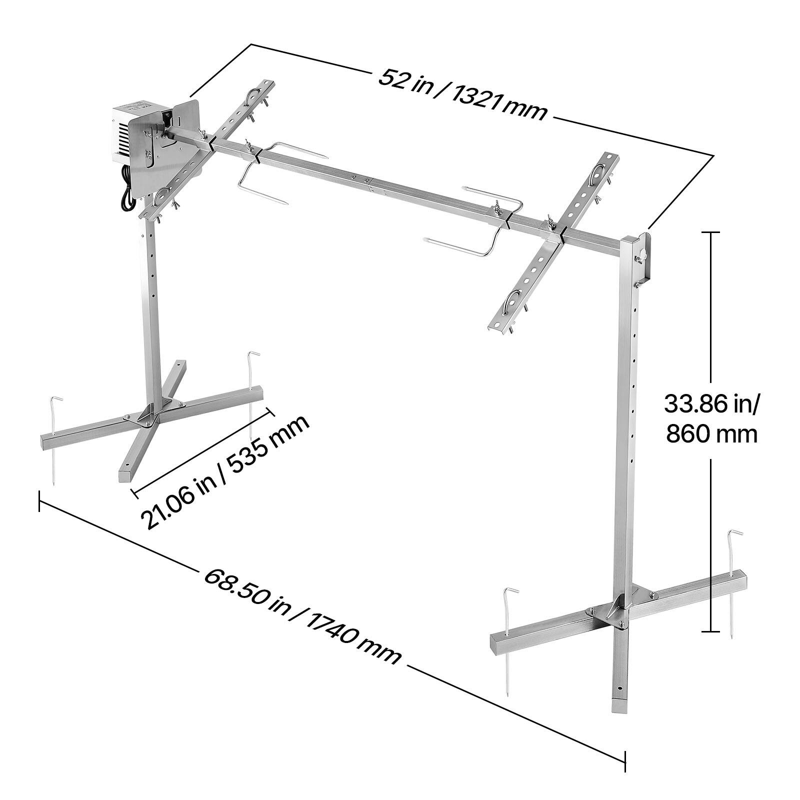 52 in / 1321 mm  
53.5 in / 1355 mm  
21.06 in / 535 mm  
68.50 in / 1740 mm  
33.86 in / 860 mm