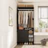 Aheaplus - 2.5FT Closet System with 3 Drawers, 29.6'' Closet Organizer with Hanging Rod and Shelves - Black