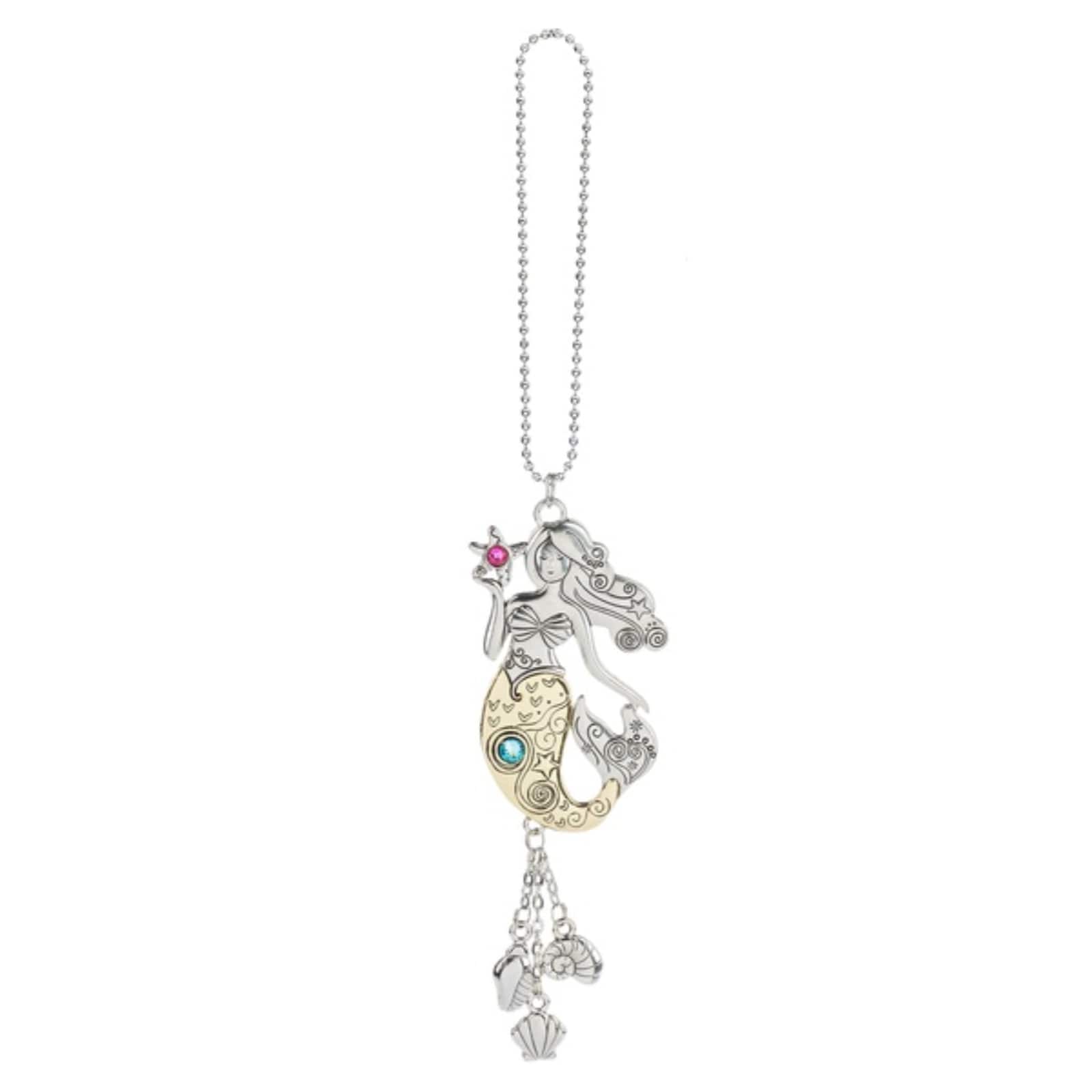 Ganz - and Gold Mermaid Car Charm with Hanging Chain - Silver