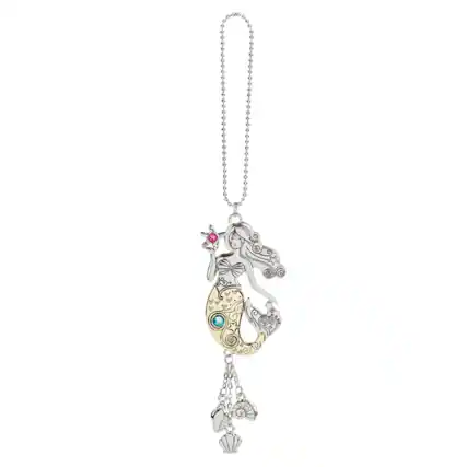 Front. Ganz - Ganz Silver and Gold Mermaid Car Charm with Silver Hanging Chain - Silver.