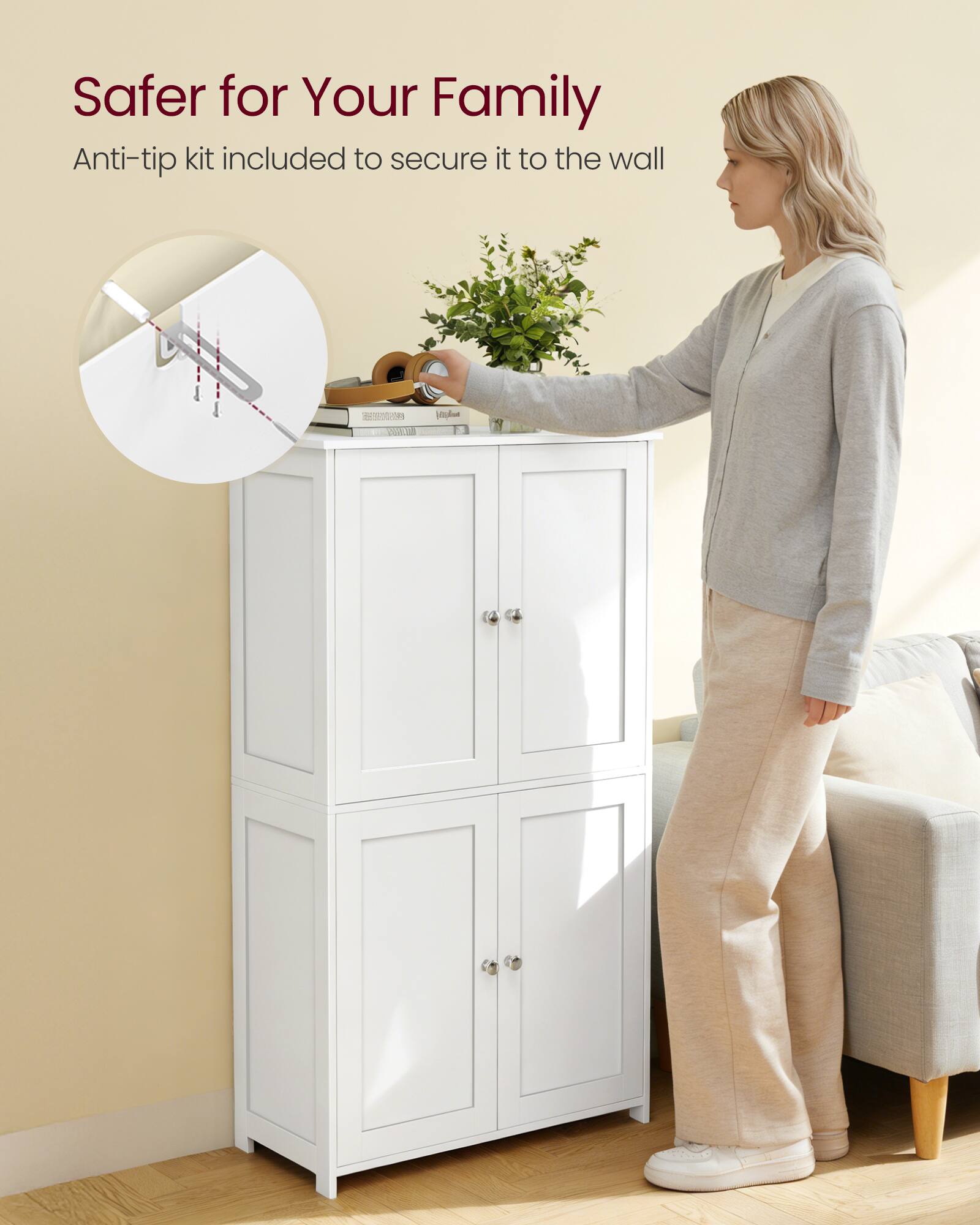 Safer for Your Family  
Anti-tip kit included to secure it to the wall