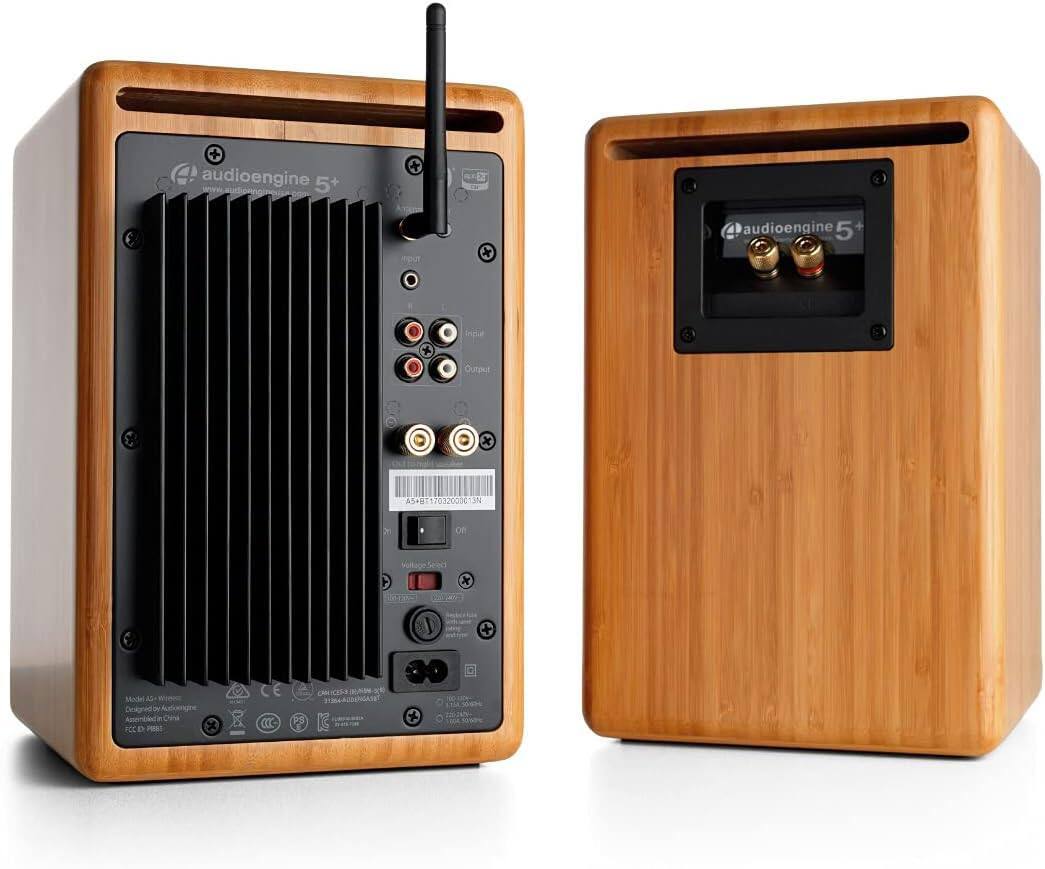 audioengine 5+

Model: AS-W5000
Designed by: Audioengine
Assembled in: China

FCC ID: P5RRT
IC: 579C-AUDENG

Input: 100-240V~50/60Hz
Output: 2 x 20W RMS

SN: AS01030005230

Voltage Select: 110V/230V

Power: On/Off

Input: RCA, Optical, USB, Bluetooth

Output: RCA

Certifications: CE, FCC, RoHS, etc.

Model: AS-W5000
Designed by: Audioengine
Assembled in: China

FCC ID: P5RRT
IC: 579C-AUDENG

Input: 100-240V~50/60Hz
Output: 2 x 20W RMS

SN: AS01030005230

Voltage Select: 110V/230V

Power: On/Off

Input: RCA, Optical, USB, Bluetooth

Output: RCA

Certifications: CE, FCC, RoHS, etc.