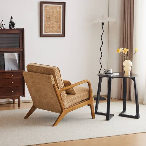 Alt View 7. Winado - Set of 2 Corduroy Upholstered Solid Wood Reading Arm Accent Chair with Lumbar Pillow for Living Room Bedroom Guest Room - Khaki.