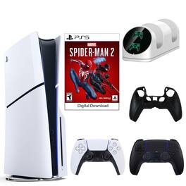 PS5 SpiderMan 2 Console with Black Dualsense Controller, Dual Charging Dock and Silicone Sleeve - PlayStation 5
