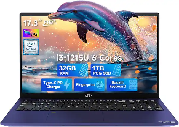 17.3" FHD IPS SUPER CLEAR
intel CORE i3 6 cores 12th Gen i3-1215U 6 Cores
32GB RAM
1TB PCIe SSD
Type-C PD Charger
Fingerprint
Backlit keyboard
NIMO