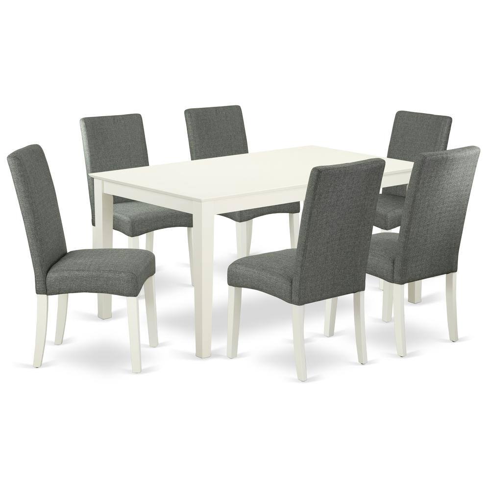Back. East West Furniture - Dining Room Set Linen White - Brown.