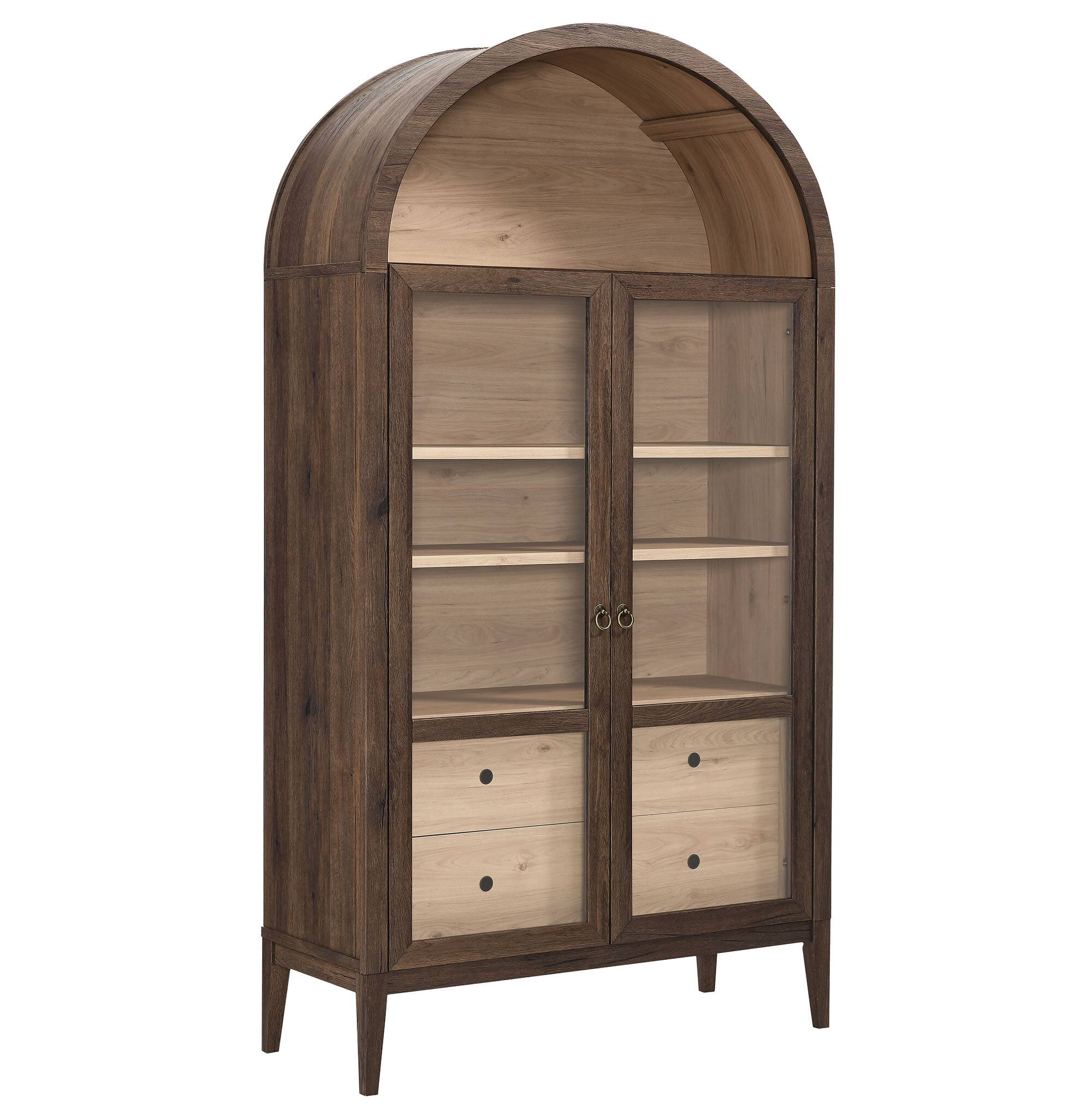 Angle. Modway - Nolan 74" Tall Wide Arched Storage Display Cabinet by Modway - Walnut Light Oak.