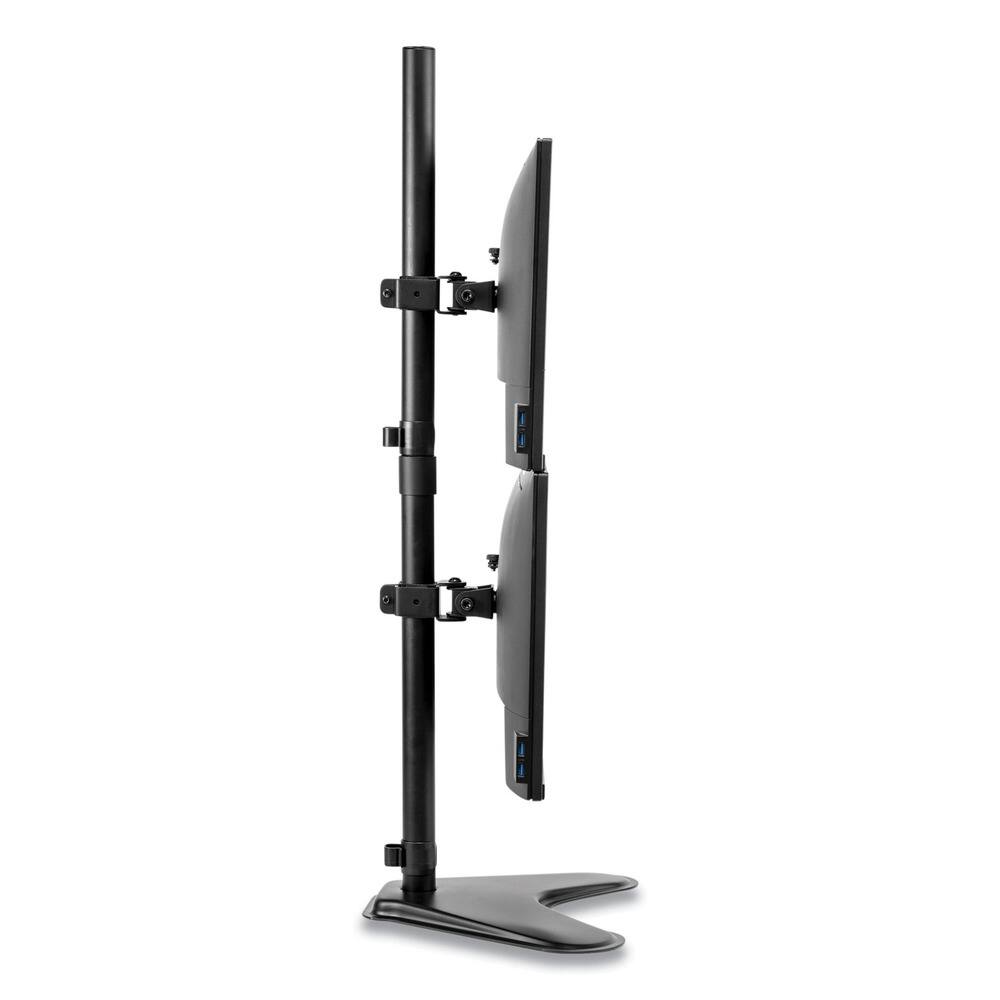 Left. Fellowes - Professional Series 15.3 in. x 35.5 in. x 11 in. Freestanding Dual Stacking Monitor Arm For 32 in. Monitors - Black.