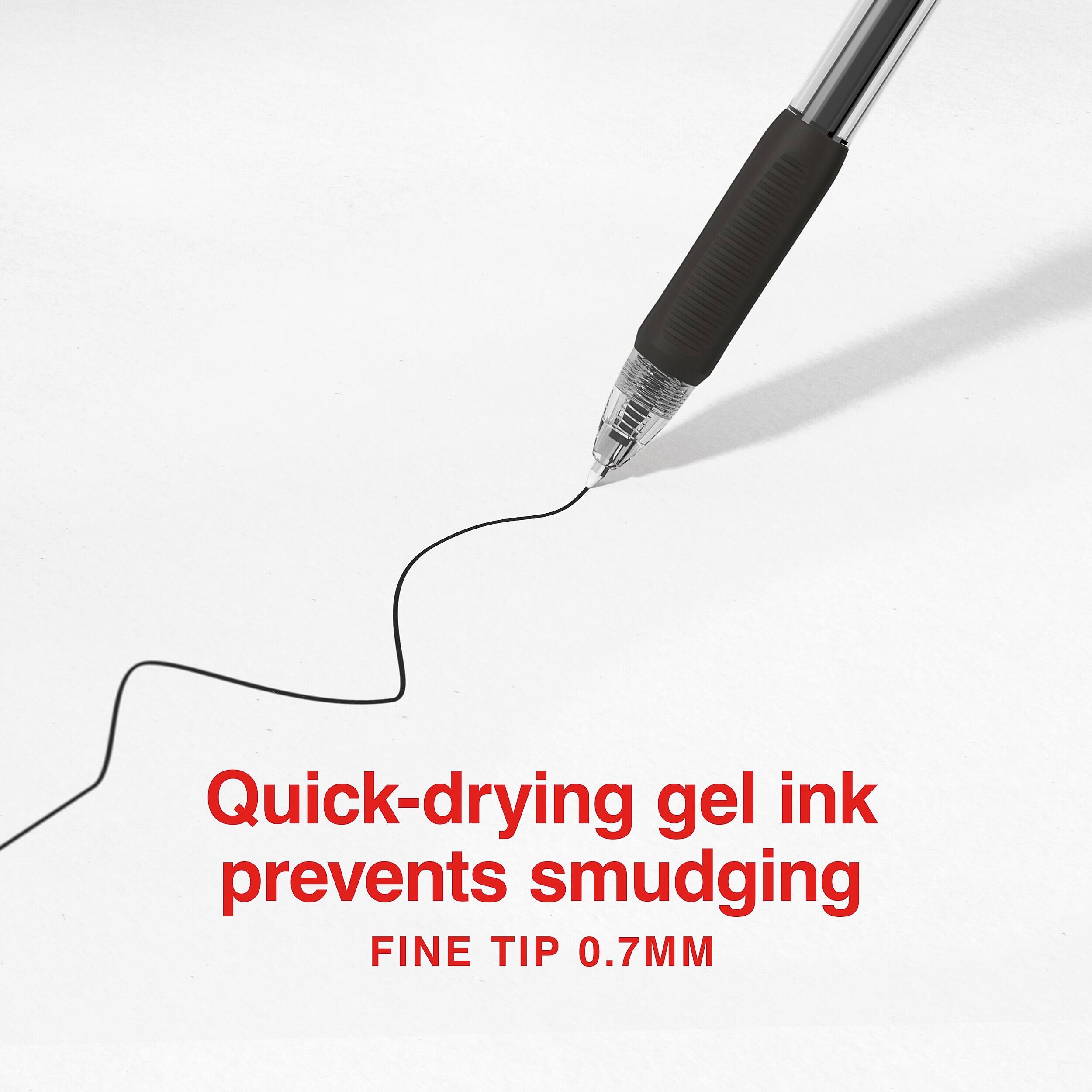 Staples Retractable Gel Pens, Fine Point 0.7mm, Black Ink, 5 Pack ...
