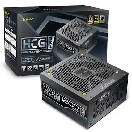 Antec HCG Pro 1200
High Current Gamer
1200W
80+ Gold
51.2cm x 15.2cm x 15.2cm
120mm Fan
80+ Gold Certified
High Efficiency
High Current Gamer
