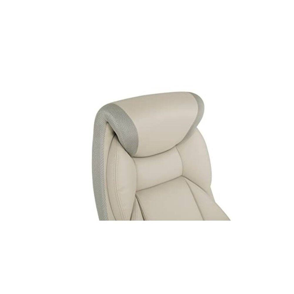 Alt View 1. FurniFact - Taupe Bonded Leather Executive Chair With Cocoa Coated Base and Wheels - Taupe / Cocoa.