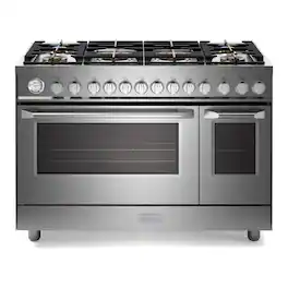 Verona - Ultima 48" Gas Range with 6 Brass Burners, Griddle in Stainless Steel - Stainless Steel