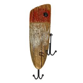 Chesapeake Bay - Rustic Wooden Fishing Lure Wall Hook 14in Coastal Nautical Decor Organizer - Brown