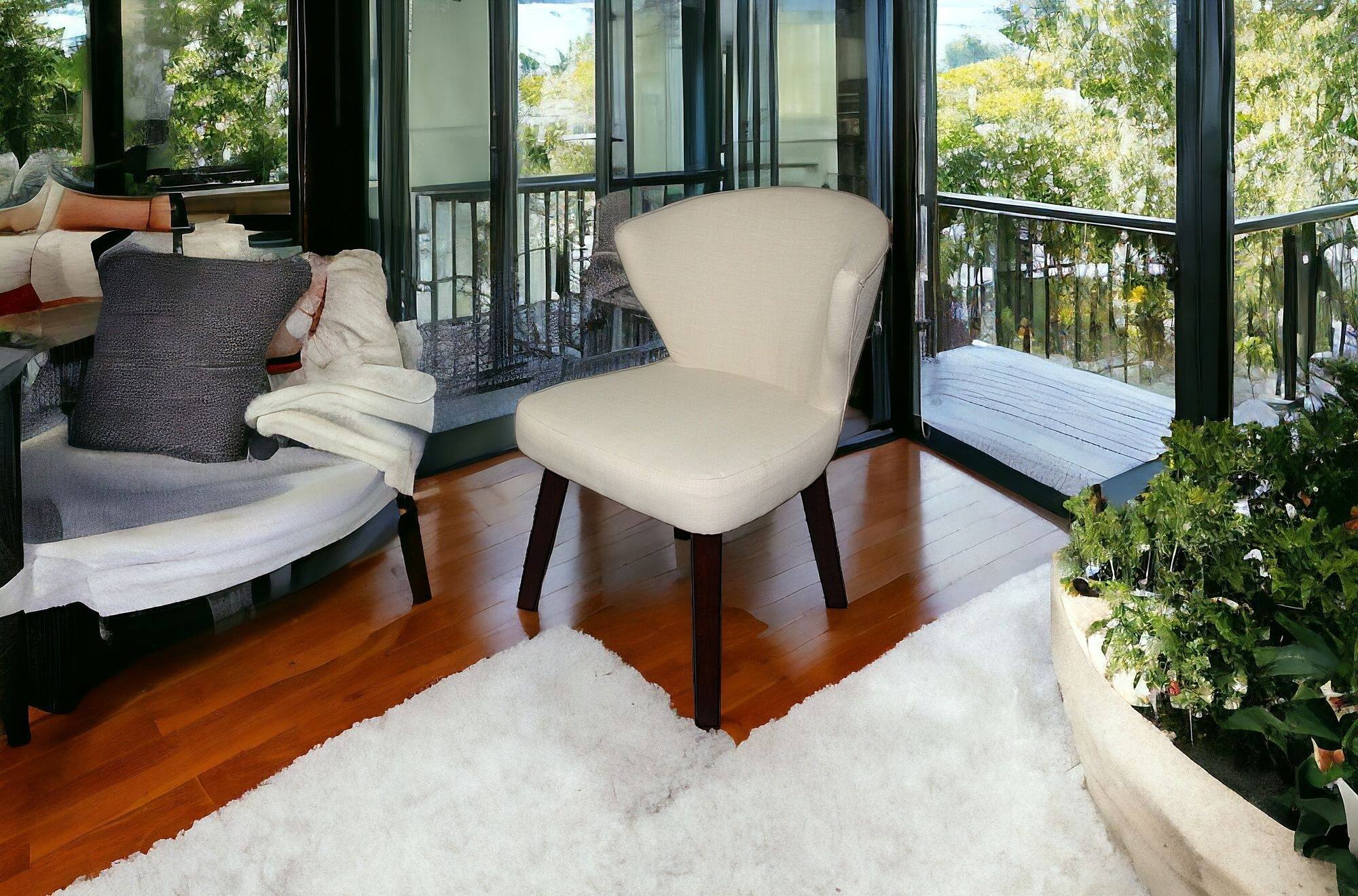 Alt View 5. Hivvago - Hivvago 21 Inch Linen Blend Side Chair - Cream.