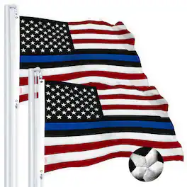G128 - 2-Pack Thin Blue Line Flag 3 x 5 ft Embroidered Spun Polyester - Assorted Colors