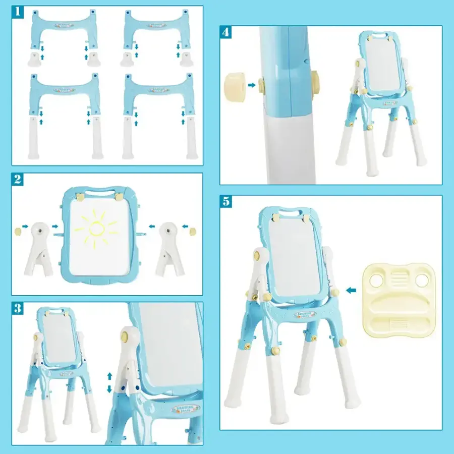 Alt View 19. Costway - Kids Easel for Two Adjustable Height Double Sided Art Easel Blue - Blue & White.