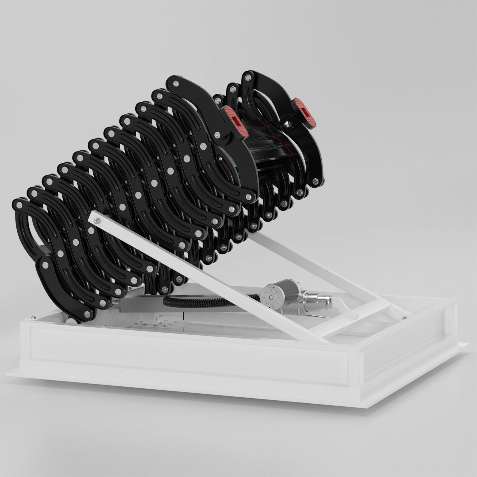 Alt View 2. Topteng - 11-Step Electric Attic Ladder with Remote-Aluminum Folding, 500lb Capacity, Silent Hydraulic Motor for Loft Access - Black.