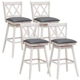 Gymax - Set of 4 Barstools Swivel Bar Height Chairs with Rubber Wood Legs - Antique White