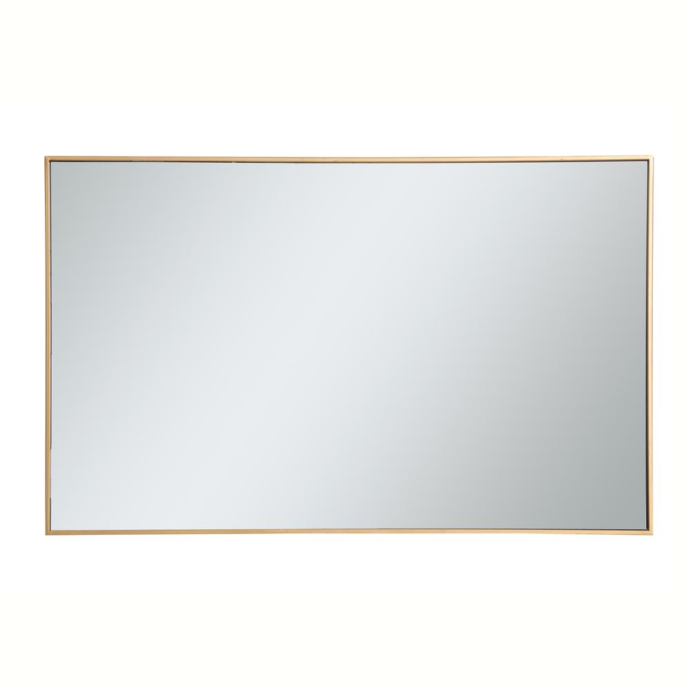 Alt View 3. Elegant Decor - Metal frame rectangle mirror 30 inch in Brass - Brass.
