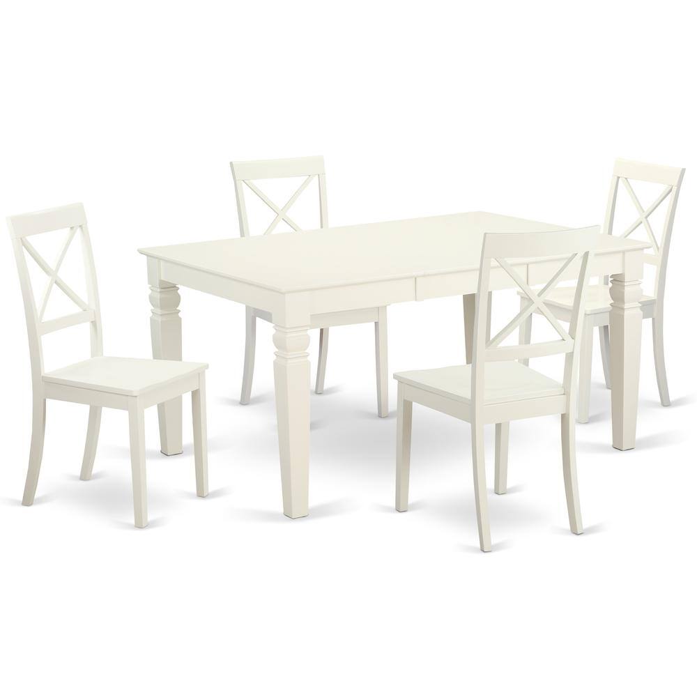 Back. East West Furniture - Dining Room Set Linen White - Linen White.
