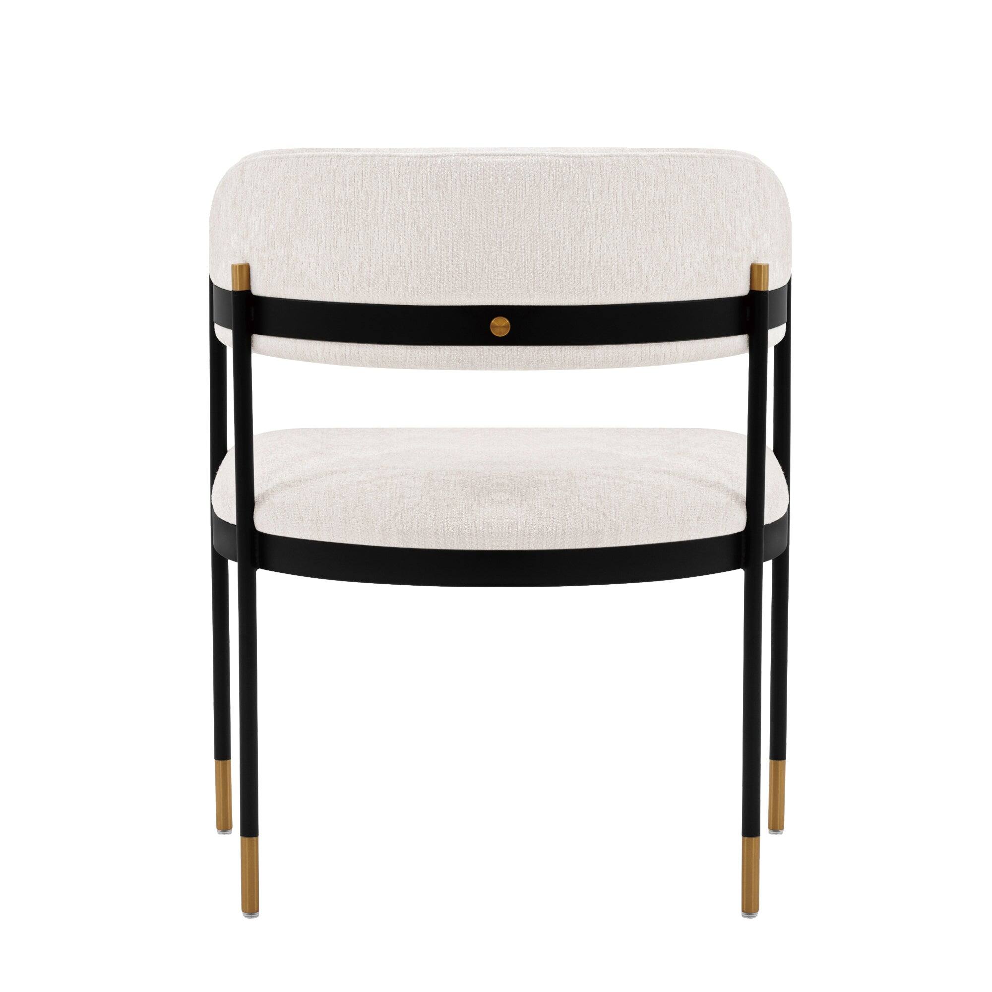 Alt View 4. Manhattan Comfort - Lia Modern Metal Chenille Dining Chair with Arms - Set of 2 - Cream.
