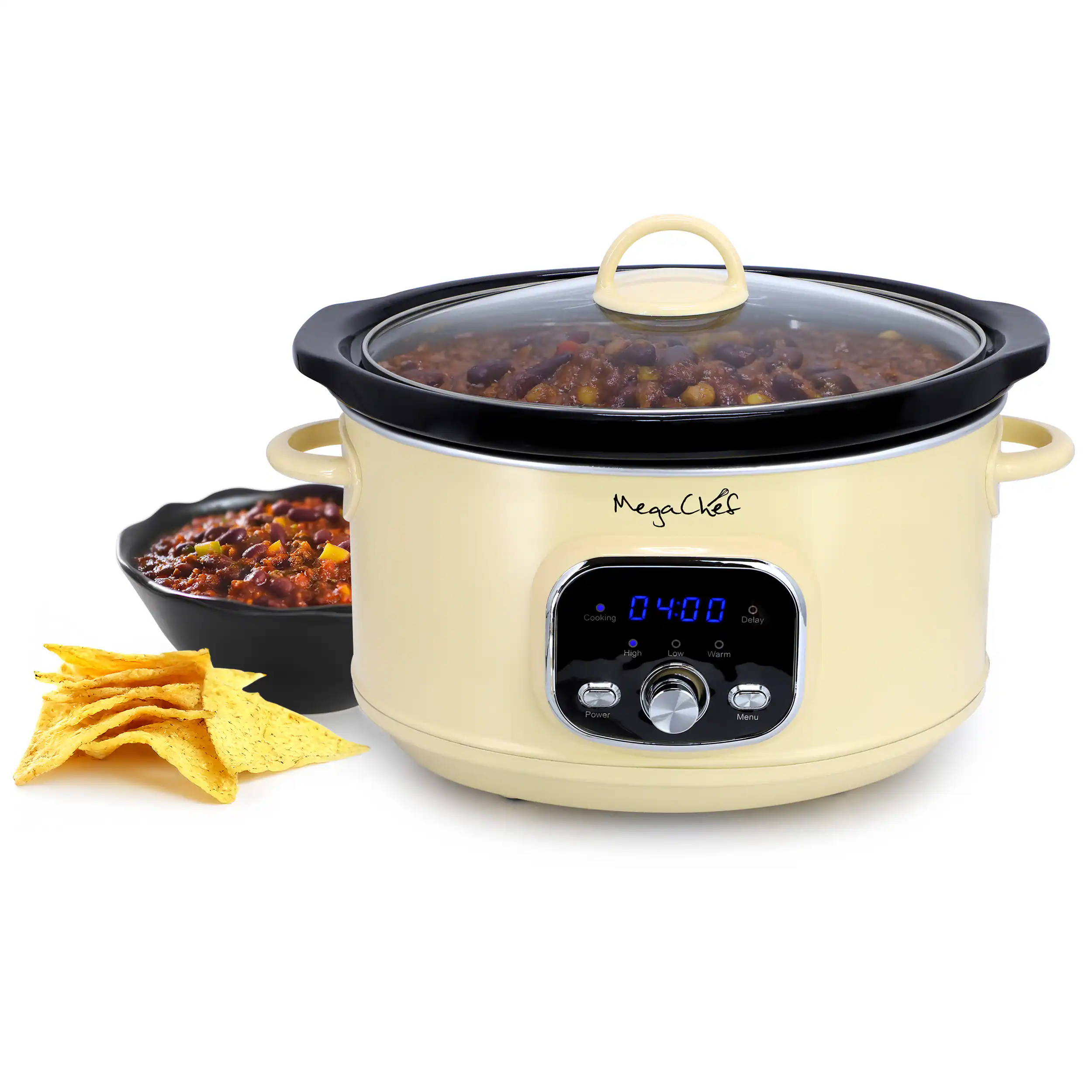 MegaChef - 3.7 Quart Electric Slow Cooker - Ivory
