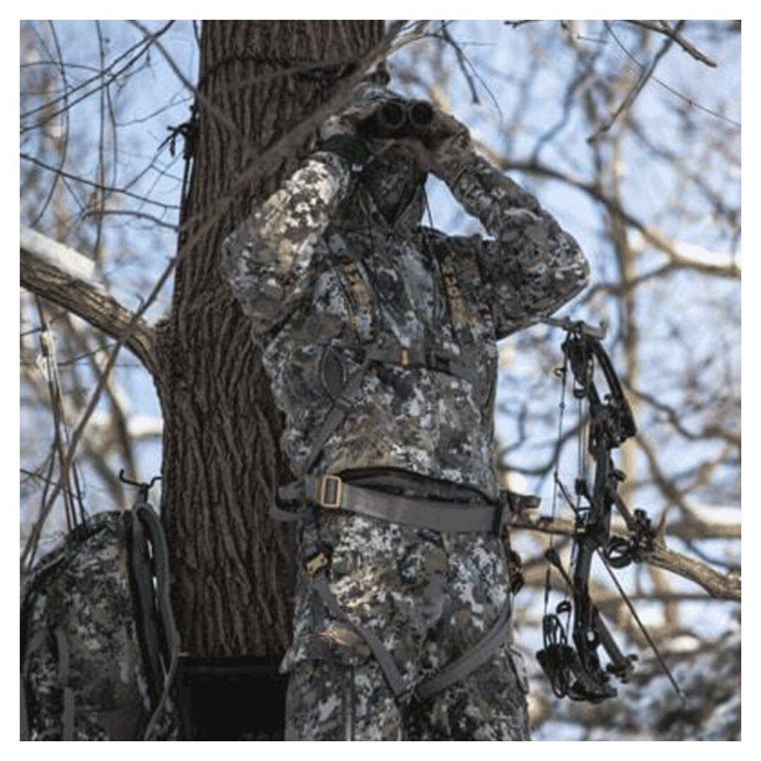 Left. Muddy - Muddy Ambush Optifade Elevated II Camo Safety Harness with Padded Waist Strap - Black.