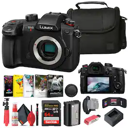 Panasonic - Lumix GH5 II Mirrorless Camera + Corel Photo Software + Bag + 64GB Card + More - Black w/ Starter Bundle