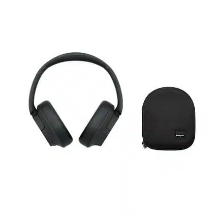 Front. Sony - Sony Wireless Over The Ear Noise Canceling Headphones with Protective Case - Black.
