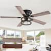 Front. Breezary - 52-In Indoor Flush Mount Ceiling Fan with Light Kit, 5 Dual-Tone Plywood Blades, Reversible Motor, Remote/Chain Control - Dual Wood Grain + Remote Control.