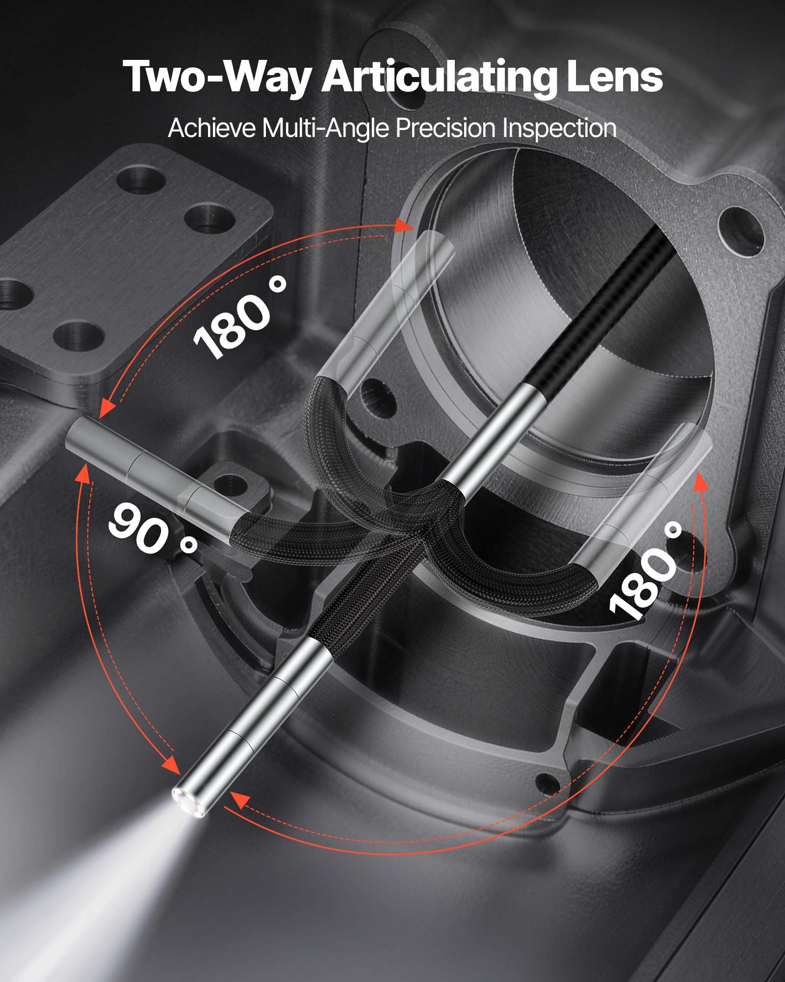 Two-Way Articulating Lens  
Achieve Multi-Angle Precision Inspection  
180°  
90°  
180°