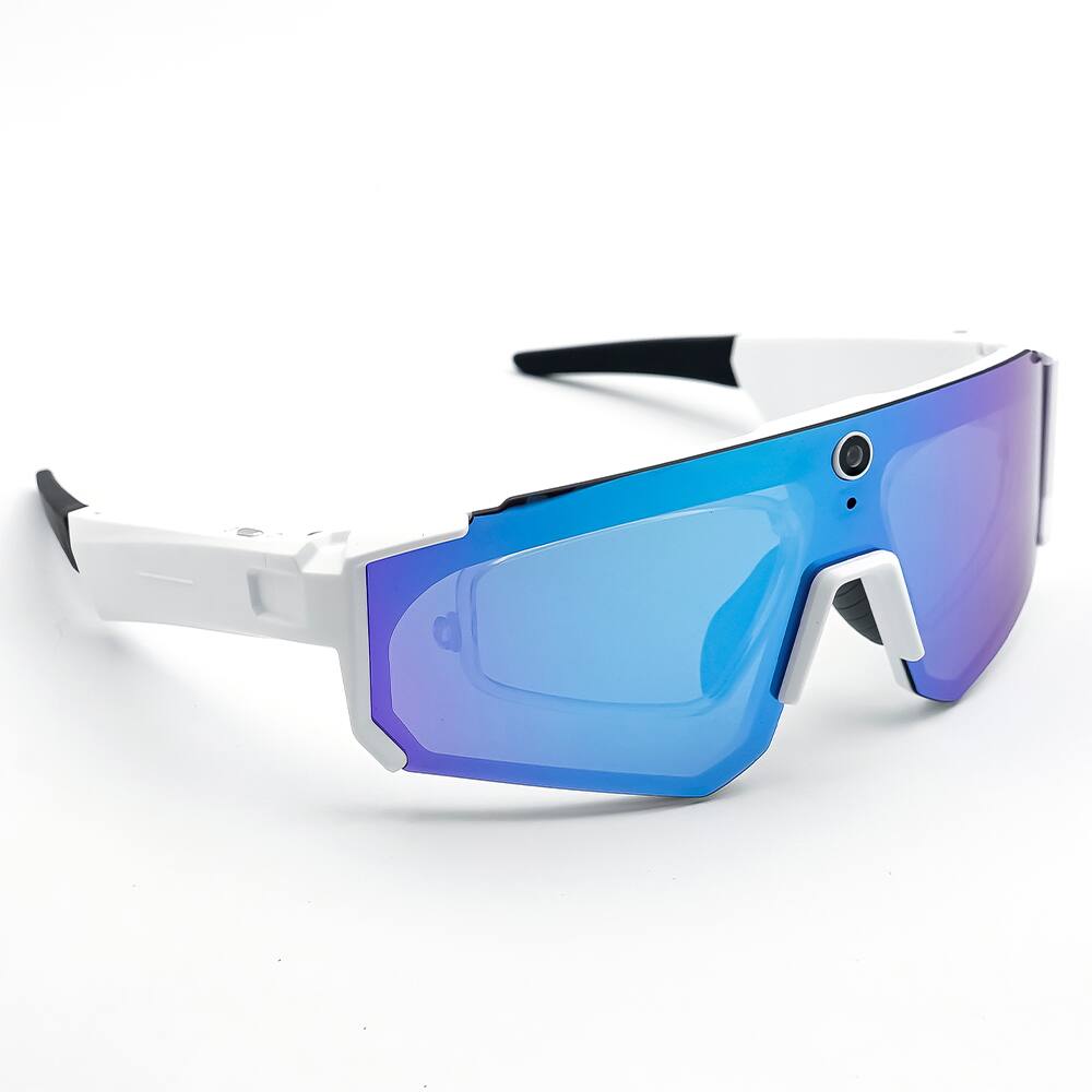 Alt View 10. Loheer - Loheer Smart Glasses with Camera, AI Image Stabilization, Real-Time Translation, Cycling Wear - White/Blue - White.