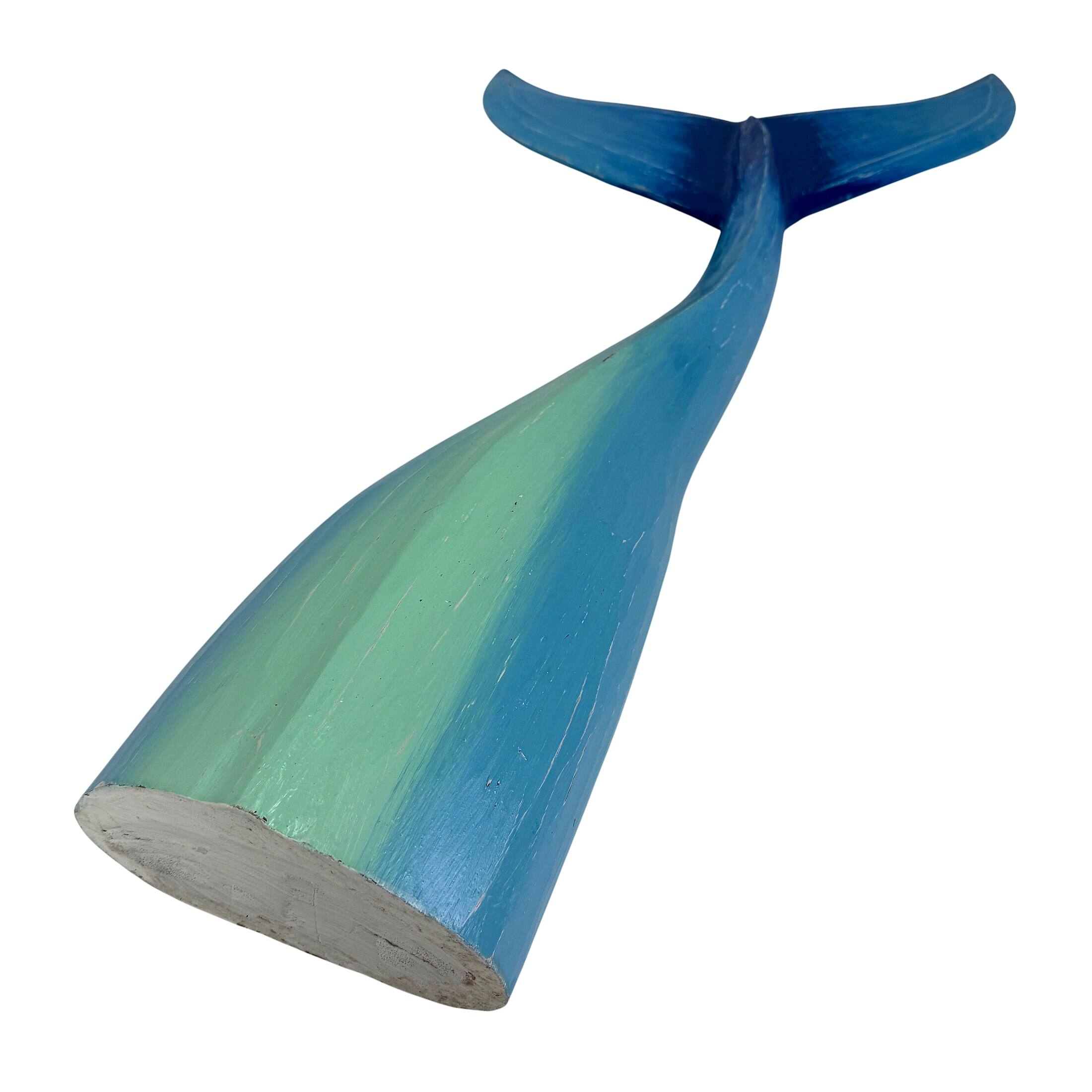 Alt View 2. Things2Die4 - Things2die4 Blue Wood Whale Tail Statue 33 Inch Height Coastal Floor Sculpture - Blue.