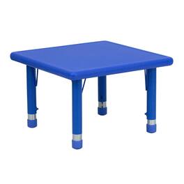 Emma + Oliver - 24" Square Plastic Height Adjustable Activity Table - Blue