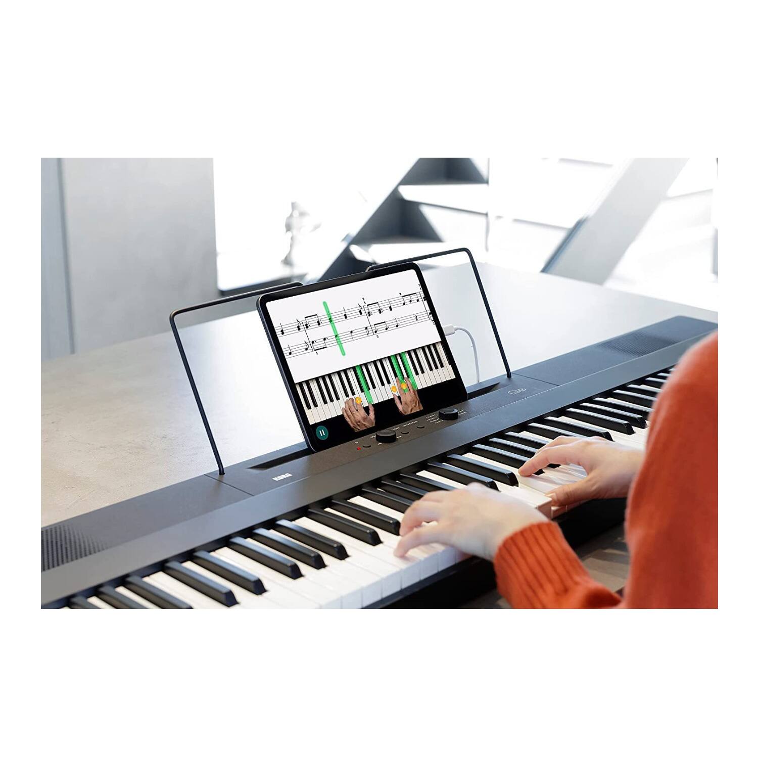 Left. Korg - Korg Liano Portable Digital Piano with LS 88-Note Key Action (Black).