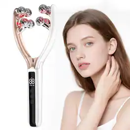 Luckbyte - Rechargeable Facial Massager for Face and Neck, Portable Roller with 8 Massage Balls for Home and Travel