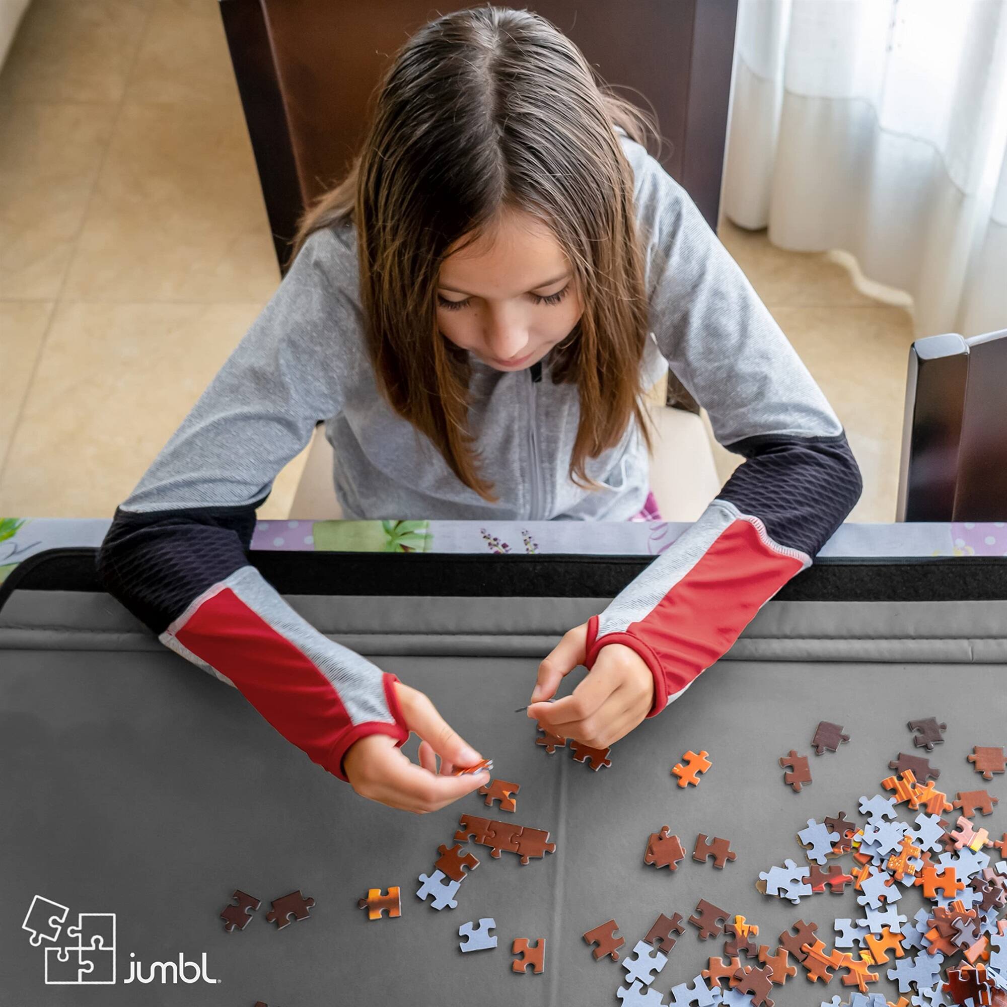 Alt View 6. Jumbl - 1500-Piece Puzzle Caddy, Portable Puzzle Board & Travel Case with 2 Trays & Handle - Black.