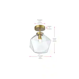 Living District - Lawrence 10 Inch Flush Mount Ceiling Light Clear Shade in Satin Gold - Satin Gold And Clear