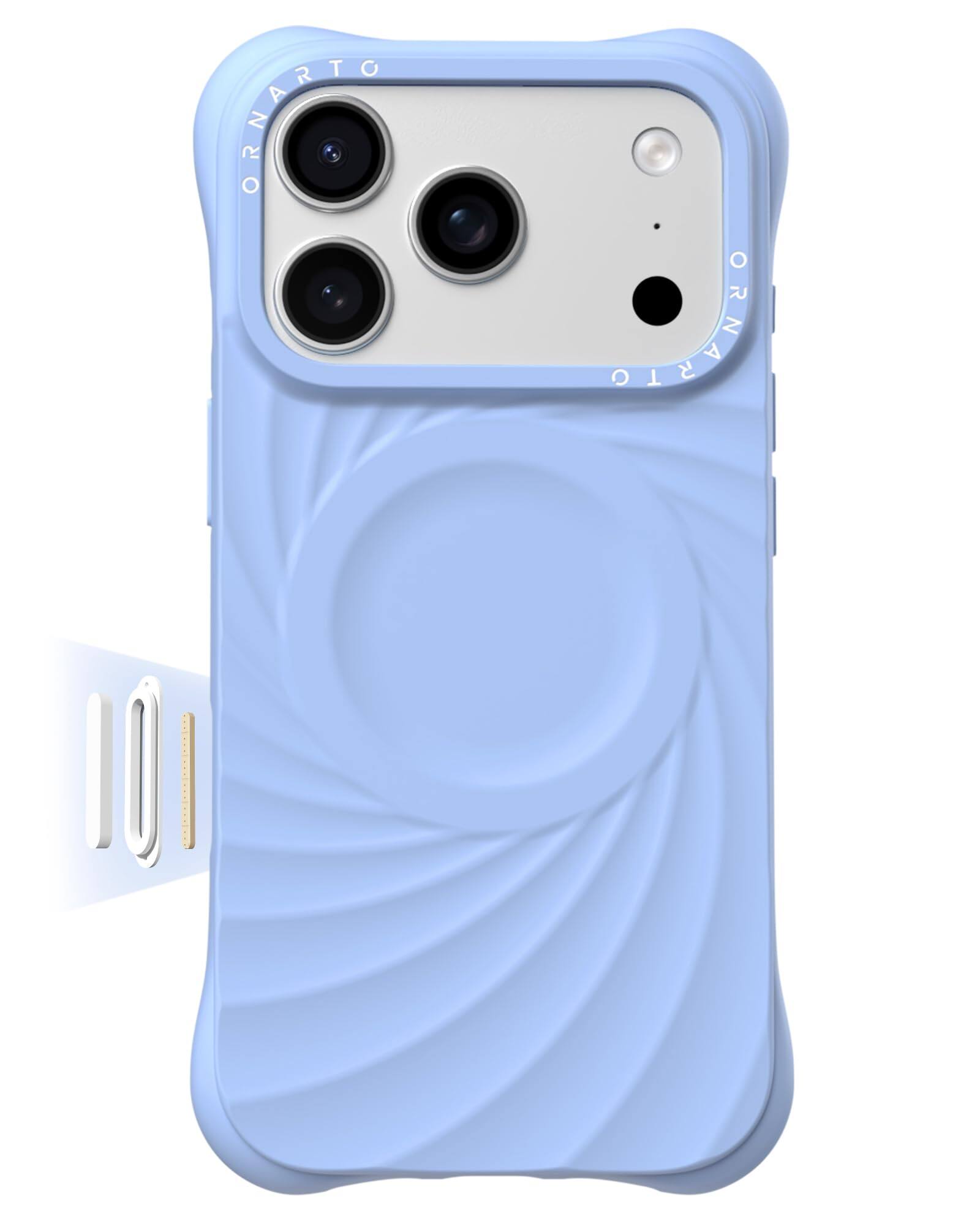 Front. Ornarto - ORNARTO Vortuxe for iPhone 18 Pro Case and for iPhone 17 Pro Case 6.3", Compatible with MagSafe-Sky Whisper - Sky Whisper.