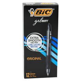 BIC - Gelocity Original Gel Retractable Roller Ball Pen, 0.7 mm, Black, Pack of 12
