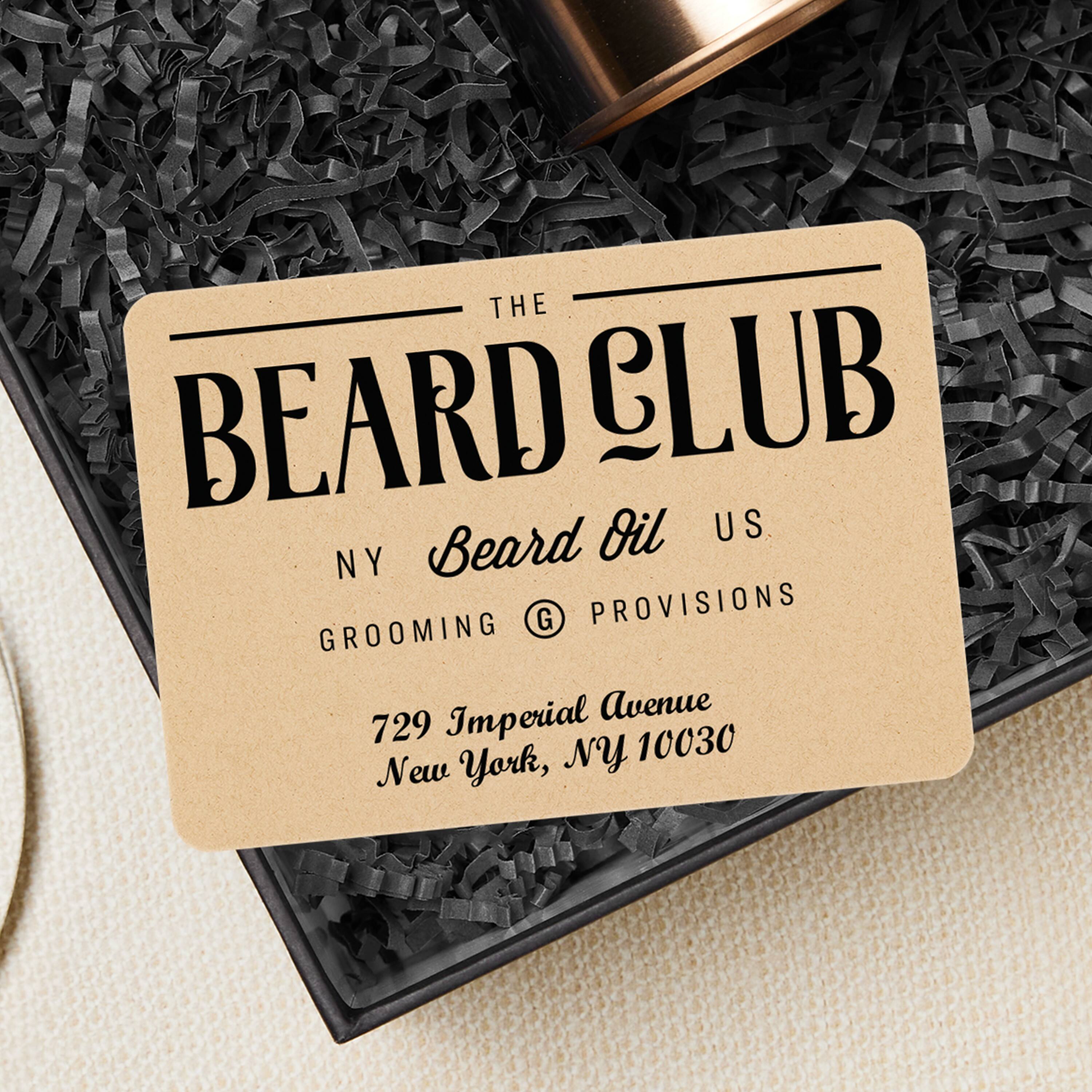 THE BEARD CLUB  
NY Beard Oil US  
GROOMING & PROVISIONS  
729 Imperial Avenue  
New York, NY 10030