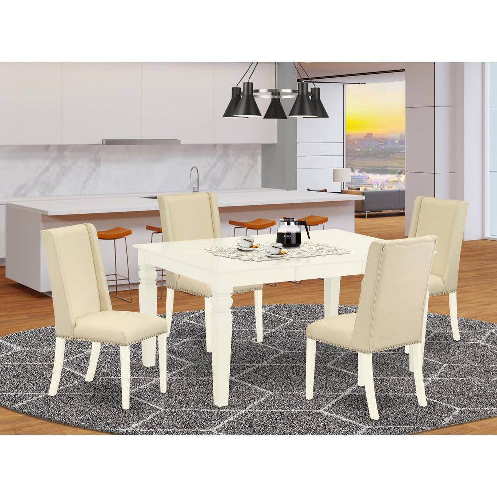 Left. East West Furniture - Dining Room Set Linen White - Linen White.