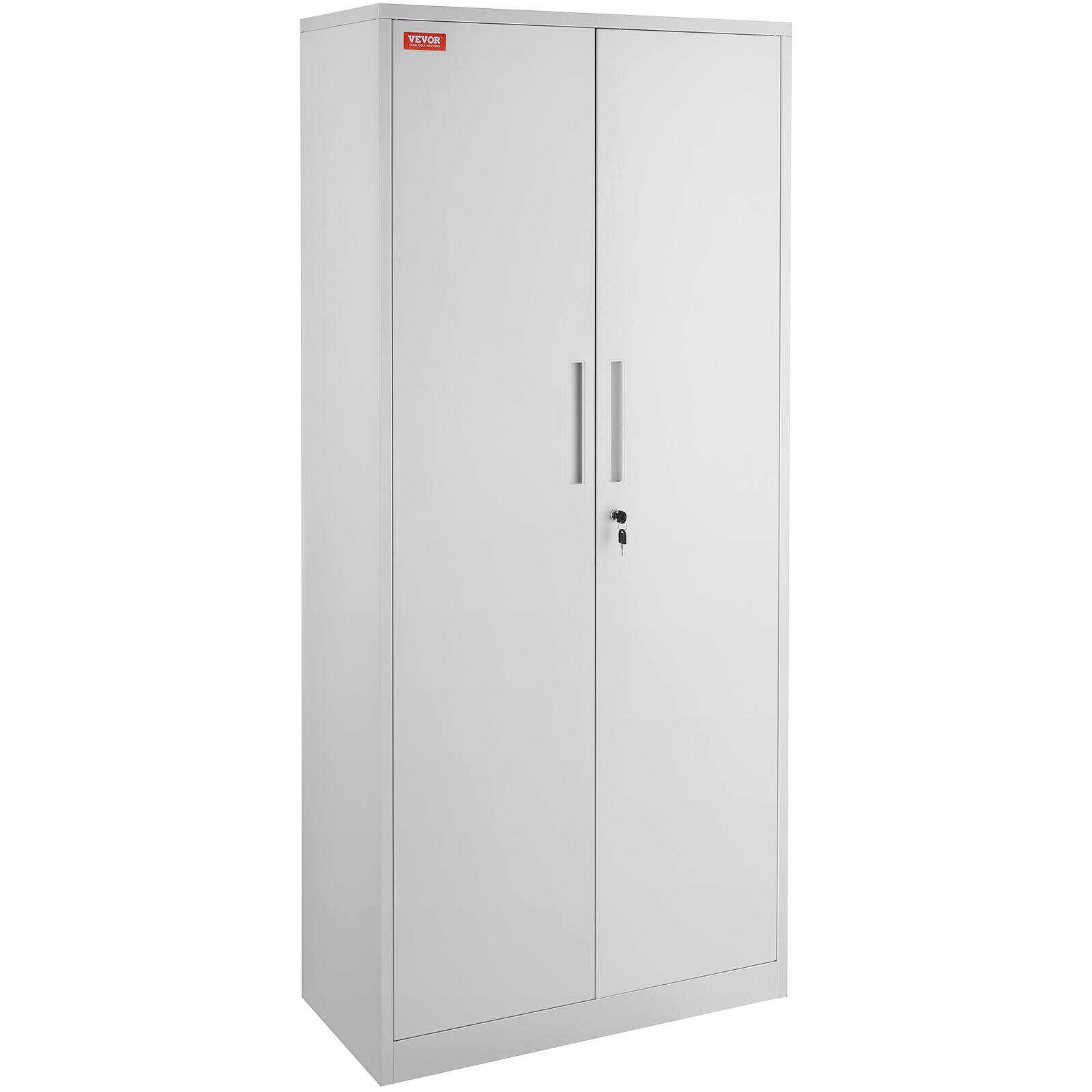 Alt View 5. VEVOR - Metal Storage Cabinet, Steel Locking Storage Cabinet with 2 Magnetic Doors and 4 Adjustable Shelves, 71'' Metal Cabinet - White.