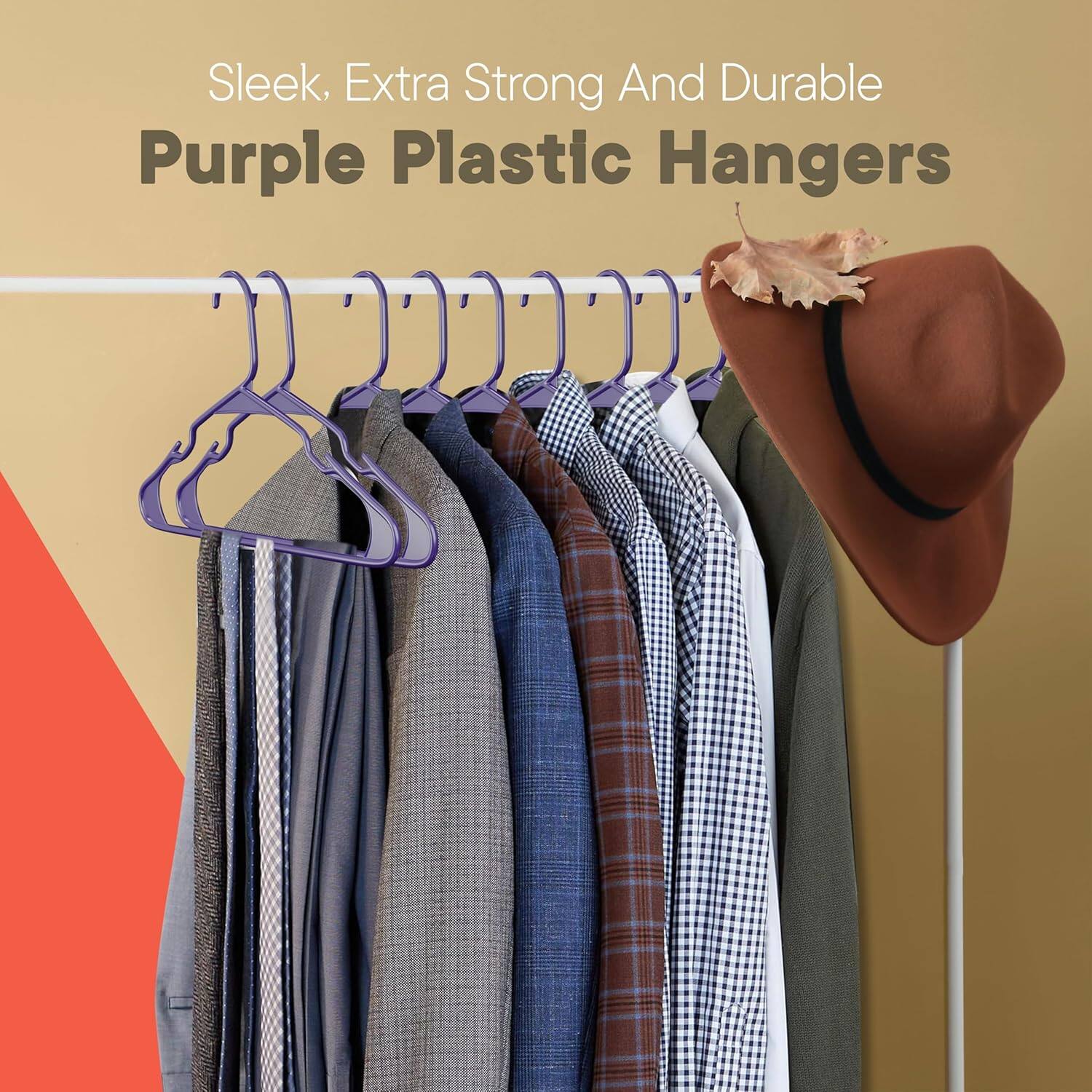 Sleek, Extra Strong And Durable Purple Plastic Hangers