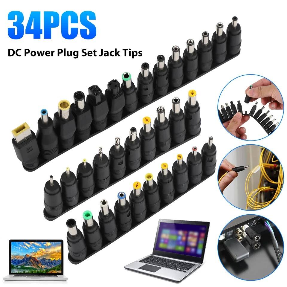 34PCS  
DC Power Plug Set Jack Tips